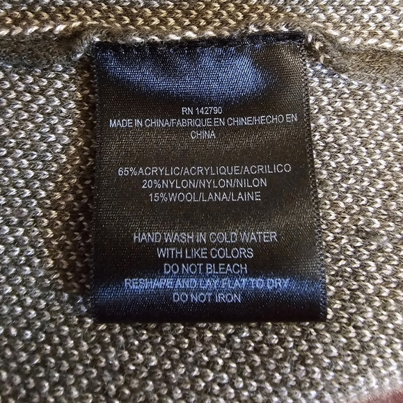 Olive Green Vertigo Long Open Drape Sweater Jacket with Hood Aztec Print Size M - Picture 8 of 9